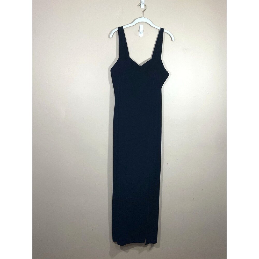 Vintage Onyx Nite Velvet Maxi Dress 14 Black Goth 90s Vamp Cocktail Gala Grunge